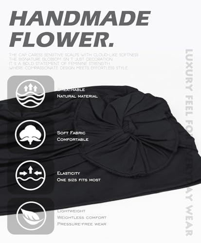 Chemo Headwear for Women Cancer Patients Lightweight Head Coverings for Hair Loss Seasonal - color: Black