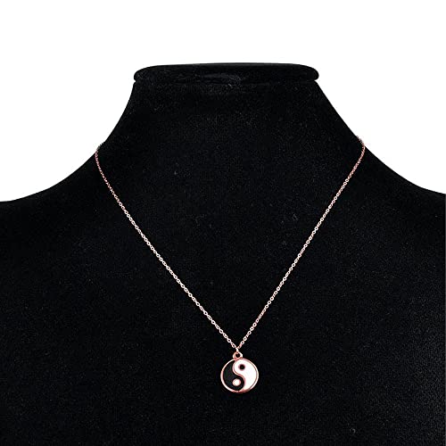 Gold Silver Yin Yang Pendant Necklace for Couples - color: Rose Gold