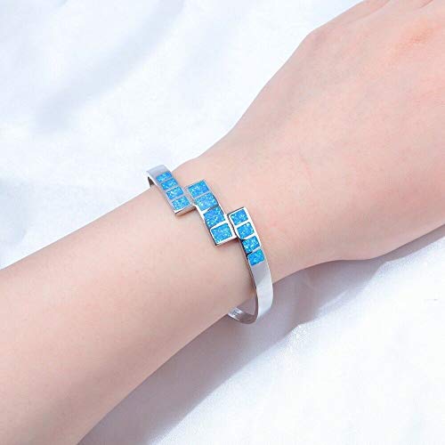 CiNily Womens Cuff Bracelet,Opal Bangle Bracelets Gold Plated Hypoallergenic Ladies Gemstone Open Cuff Bangle Bracelet - color: cuff bracelet-blue