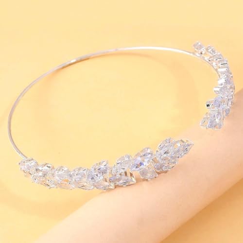 Gold Rhinestone Arm Cuff Bracelet for Women Adjustable Sparkly Upper Arm Cuff Wedding Party Jewelry - color: A1:silver arm cuff