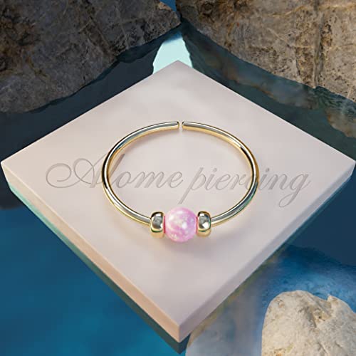 925 Sterling Silver & 14K Gold Filled Nose Ring Hoop Handmade Piercing Jewelry For Women - 24 Gauge 2mm,7mm Tiny Nose Ring with Opal - Gift Ready - color: Pink Opal Gold