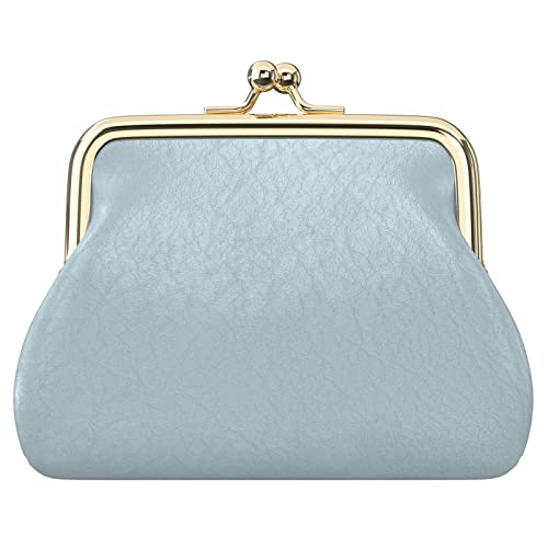 Coin Purse, Small PU Leather Change Purse, Coin Wallet with Clasp, Car Change Holder Pouch for Woman Men Kids Girls, Blue - color: Blue