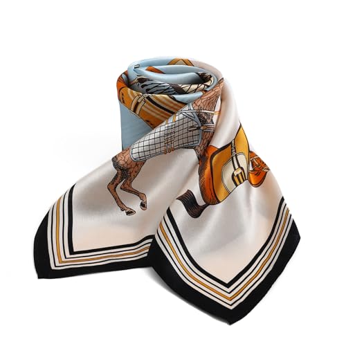 STARWHISPER 100% Pure Mulberry Silk Square Scarf-27''x27 Lightweight Hair Scarves Headscarf Night Sleeping with Gift Packed - color: Checkered Pony