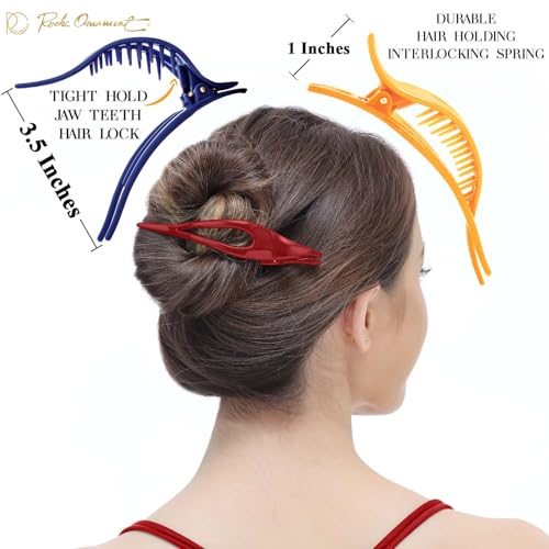 RC ROCHE 6 Pcs Flat French Claw Hair Clips For Women Thick Curly Hair Barrettes Duckbill Concord Side Slide Extra Hold Curved Eyelet Strong Hold Grip, Medium Classic Multicolor - color: Classic