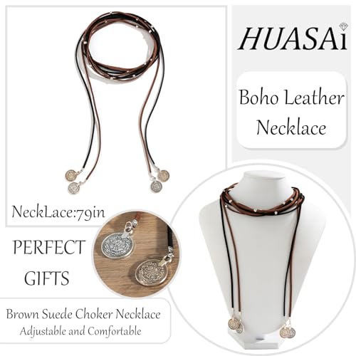 HUASAI Choker Necklace for Women Boho Necklaces Country Concert Outfits for Women Layered Western Choker Necklace Boho Cowgirl Jewelry Accessories Dress - color: R:Boho Necklace