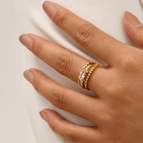 Otxas Dainty Rings for Womem Stackable Ring for Women Size 6-11 Wedding Rings - color: 3PCS, size: 6