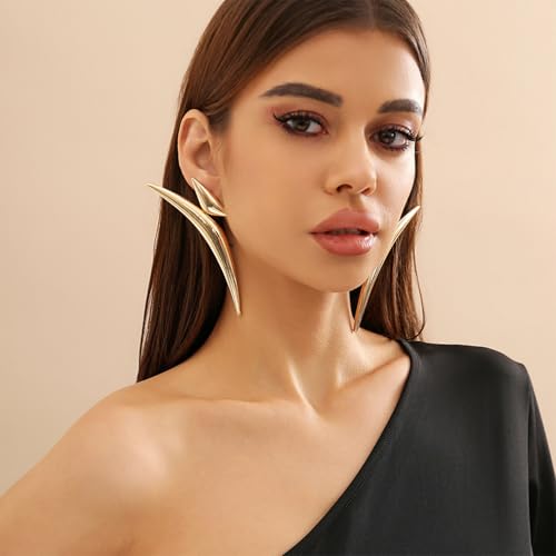 Unique Large Y2k Gold Statement Dangle Earrings for Women Exaggerated Big Irregular Oversized Silver Dangling Drop Earring Vintage Punk Jewelry Accessories - color: Gold