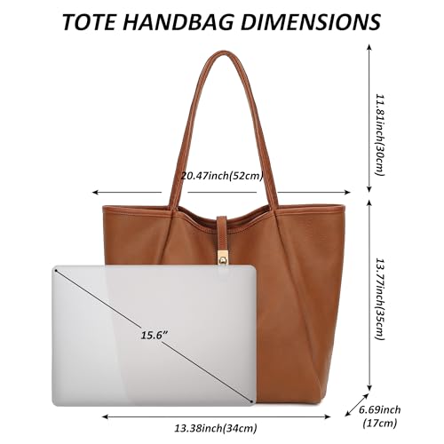 TANTOMI Tote Bag for Women Vegan Leather Purses and Handbags Ladies Waterproof Big Shoulder Bag for Travel - color: A-brown