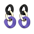 Charm Elegant Hollow Color Chain Acrylic Geometric Temperament Dangle Drop Earrings Bohemian Minimalist Hypoallergenic Jewelry Gift - color: Black Purple earrings