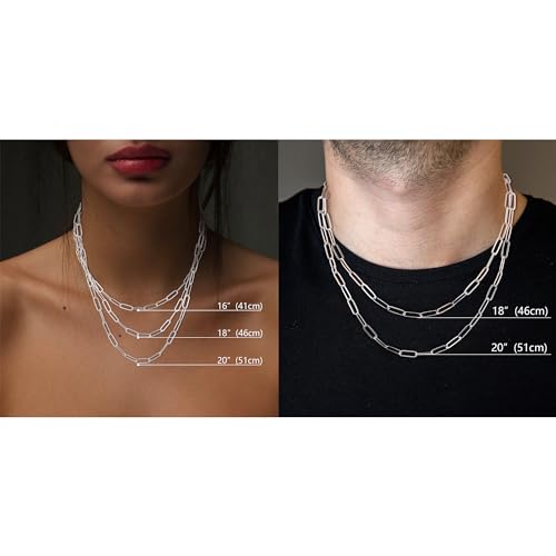 MBW Silver Paperclip Chain Necklace for Women,Dainty Sterling Silver Choker Necklaces for Women Trendy Simple Long Chunky Minimalist Waterproof Link Necklace Jewelry Gifts for Women 16/18/20 in - color: Paperclip-5mm/18inch
