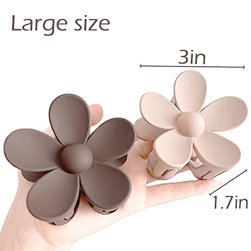 Flower Hair Clips 8PCS Hair Claw Clips For Women Thick Hair Matte Large Claw Clips Hair Jaw Clips Cute Big Dasiy Hair Clips Non Slip Strong Hold For Women Thin Hair, Hair Accessories For Women Girls Gifts 8 Colors - color: Pink, Blue, Light blue, Coffee,