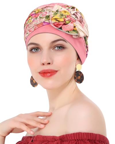 Chemo Headwear for Women Cancer Patients Lightweight Head Coverings for Hair Loss Seasonal - color: Coral Pink