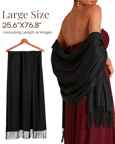 FURTALK Pashmina Shawl Wraps for Women Evening Dresses Blanket Scarves Fashion Scarf Wedding Gifts - color: 01-black