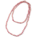 Beaded Necklace Hand Knotted for Woman - color: Rhodonite