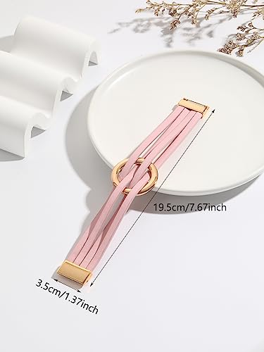 xuzhiyuan Simple Boho Circle Charm Leather Wrap Bracelet Handmade Layered Cuff Bracelets Bohemian Multi Bangle Bracelets Holiday Jewelry Gift for Women - color: Beige
