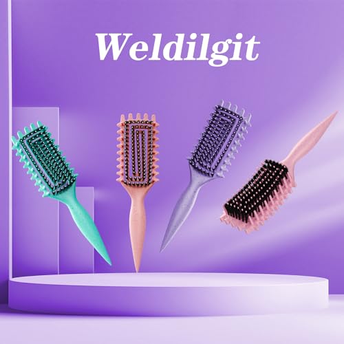 Curly Hair Brush, Curl Defining Brush with Soft Boar Bristles Detangling Tangled Glides, Wide-Teeth Design Effortlessly Shaping & Defining Curls, Curling Definer for Wet & Dry Hair (Purple) - color: Purple