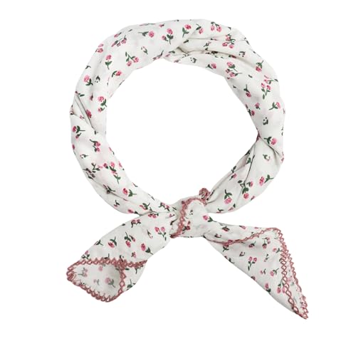 Large Cotton Bandanas for Women, 27 x 27 inch Hair Neck Scarf, Headband Square Scarf - color: Little Pink Flowers