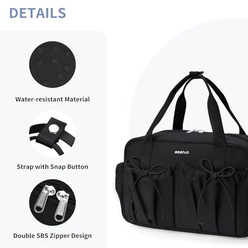 ECOHUB Small Gym Bag for Women, Mini Gym Duffle Bag with Wet Compartment, Bowknot Sports Bag, Cute Gym Tote Bag Dance Yoga Workout Travel Bags Black - color: Black