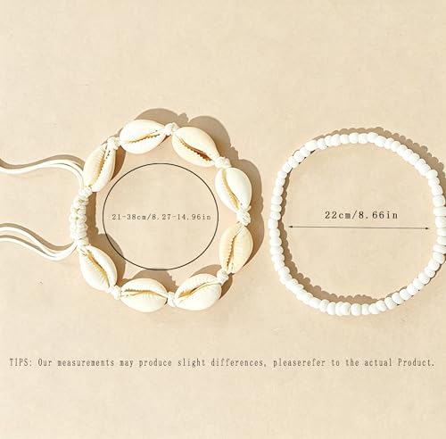 Beach shell sea star sea bead anklet set for Women, adjustable gold-plated Bohemian shell bracelet for ankle Fashion Layered anklet - color: Shell& Bead 2Pcs