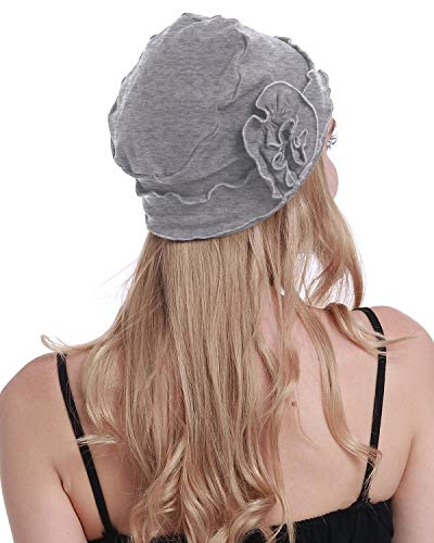 osvyo Chemo Headwear Turban Cap for Women - Cancer Beanie Hair Loss Sealed Packaging - color: Cotton Light Grey