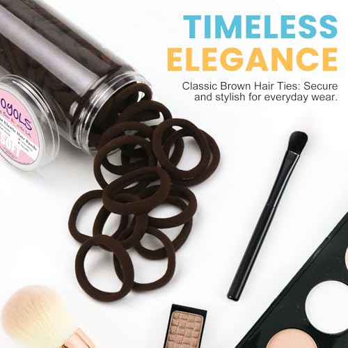 HOYOLS Soft Seamless Hair Ties, Dark Brown Stretch Elastic Ponytail Holders Bands for Women Thick Hair No Slip and Pull No Damage Scrunchies Headbands 100 Pcs (Espresso) - color: Espresso