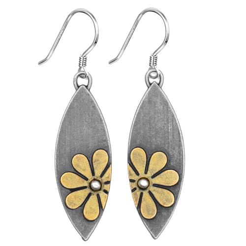 Boho Earrings, Statement Earrings, Teardrop Sunflower Earrings, Dangle Ethnic Earrings for Women, Handmade Bohemian Trendy Boho Vintage Jewelry - style: Daisy