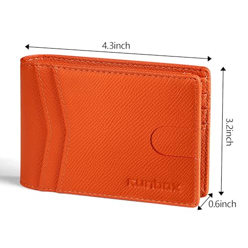 RUNBOX Wallet for Men -Slim Rfid Leather Mens Bifold Novelty Wallets 2 ID Window With Gift Box Men's Accessories | Slim - color: palm-orange