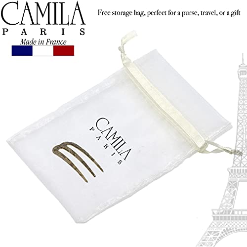 Camila Paris CP3168 French Twist Stick Clip Pins, Black Lace, Wavy Hair Pin 3-Prong Hair Fork for Girls Spiral Updo Chignon Bun Holder, Flexible Styling Hair Accessories for Women, Handmade in France - color: 3-Prong Black Lace