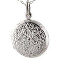 FashionJunkie4Life Sterling Silver Oval Locket Necklaces for Women, 18" Cable Chain - style: Round Floral