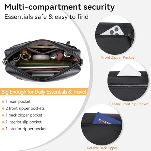 MEITRUE Crossbody Bags for Women, Vegan Leather Crossbody Purse Trendy Multi Pockets Shoulder Handbag with Tassel - color: 05-black
