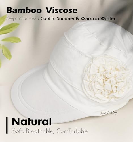 Hachapy Soft Newsboy Cap for Women Slip on Headwear Summer - color: White