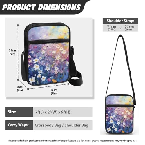 Womens Crossbody Bag Cell Phone Purse Wallet Small Shoulder Handbag for Workout Travel Gym - color: Daisy Oil Painting