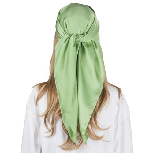 RIIQIICHY 35 Inch Head Scarf for Women Hair Scarf Like Silk Scarf Square Scarf Bandanas for Women - color: Light Geen
