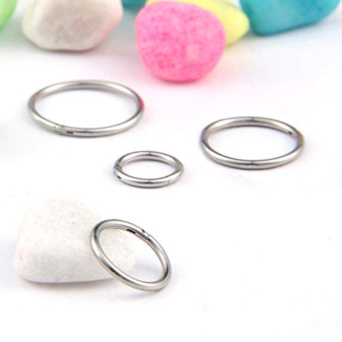 4Pcs 16G 18G 20G Surgical-Steel-Piercing-Ring-Nose-Rings-Hinged-Hoop-Earrings,6mm 8mm 10mm 12mm Seamless Stainless Steel Clicker Eyebrow Septum Piercing Hoop,Sliver Black Gold Rose Gold Rainbow Body Jewelry Set - color: 18G Silver