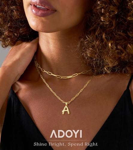 adoyi Dainty Heart Initial Necklaces 14K Gold Plated Layered Letter A-Z Pendant Necklace Stack Trendy Jewelry Birthday Valentines Gifts for Women Jewelry - color: Gold-Letter, style: G