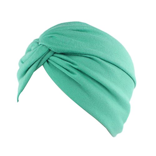 DECOU Solid Color Clean Plain Twist Pleasted Hair Turban Cap - color: Green