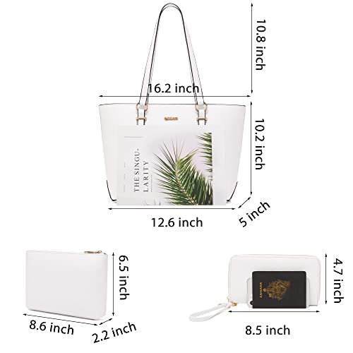 Purses And Wallets Set For Women Work Tote Satchel Handbags Shoulder Bag Top Handle Totes Purse With Matching Wallet - color: A01-3pcs/Set White