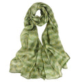100% Mulberry Silk Women's Neck Silk Scarf-Lightweight Shawl,FLoral Print Beach Silk Wrap-Scarves for Photography - color: Green Striped