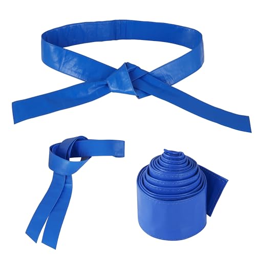 Woman's Obi Sash Tie Plus Size Waist Band Wide Solid Color Genuine Leather Belt - color: Royal Blue