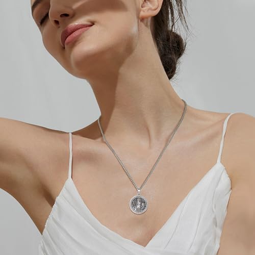 INFUSEU Mystical Hecate Triple Moon Goddess Necklaces, Divine Feminine Protection Gifts - style: Athena the Wise