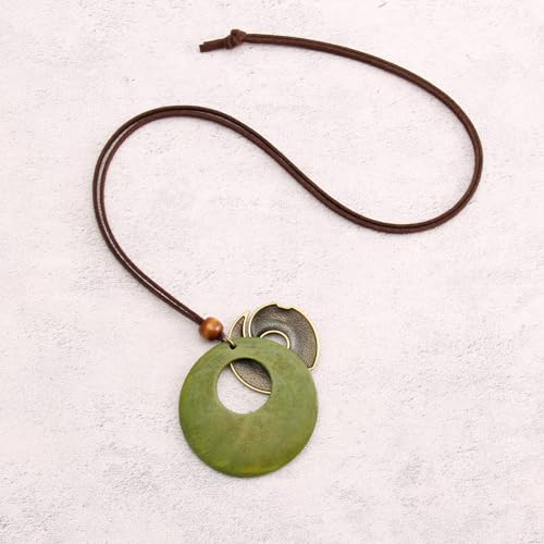 Jeilwiy Leather Necklace for Women Funky Necklace Choker String Cord Necklace with Pendant Boho Style Jewelry - style: Vintage Gold Pendant