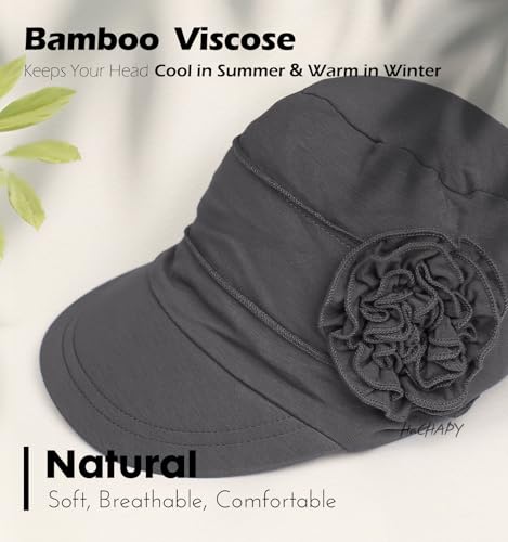 Hachapy Soft Newsboy Cap for Women Slip on Headwear Summer - color: Dark Grey
