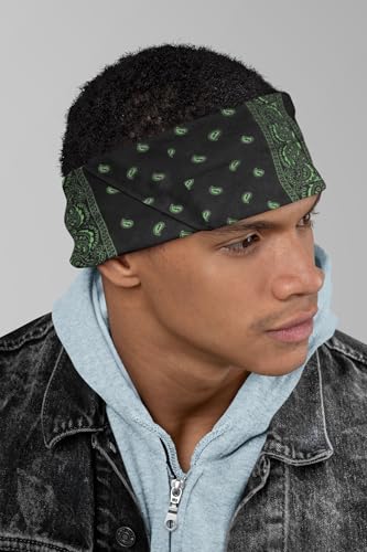 Motique Accessories Two Tone Paisley Bandana - Set of 3 - color: Black Green