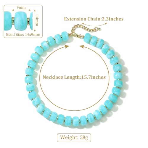 Chunky Beaded Starfish Shell Necklace for Women Colorful Boho Summer Chain Choker Beach Necklace with Acrylic Beads Trendy Chunky Jewelry Gifts - color: Blue