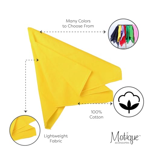 Motique Accessories Solid Color Bandana - Set of 6 Bandannas - color: Yellow