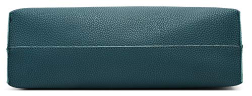 Dreubea Women's Soft Faux Leather Tote Shoulder Bag from, Big Capacity Tassel Handbag - color: Dark Teal