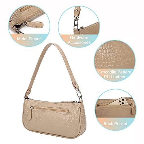 Loiral Small Purse for Women, Retro Classic Tote HandBag Shoulder Bags Clutch Purse - color: Nude