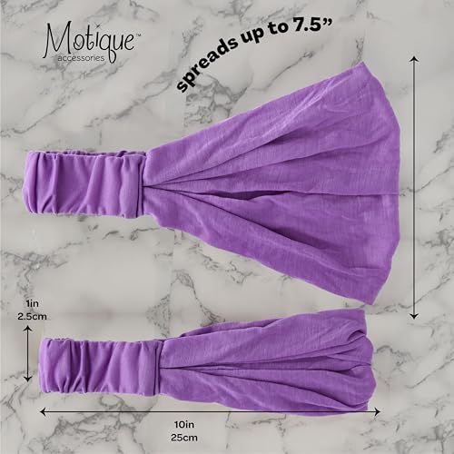 Motique Accessories Wide Cotton Head Band Solid Boho Yoga Style Soft Hairband for Women (Light Purple) - color: Light Purple
