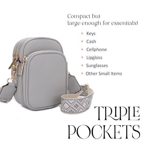 Mali+Lili, Josie Triple Zip Crossbody Bag - color: Grey
