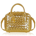 Women's Handmade Woven Top-handle Bag Fashion Leather Shoulder Handbag Crossbody Purse Woven Purse for Women - color: Gold